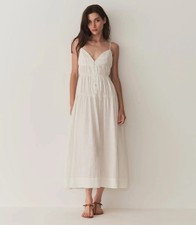 NWT Doen White Irina Summer 100% Linen Sundress Flowy Midi Dress - Size Medium