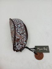 Myra Bag Sunny Moment Leather Sunglass Case Brown Blue Floral Western Print
