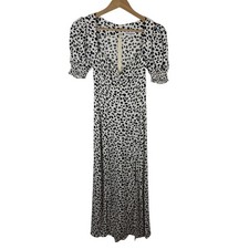 Reformation Dalmatian Printed Slit Midi Dress Size 0 Feminine Chic Lightweight