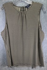 Chaps Women Houndstooth Black White Sleeveless Poly Jersey Knit Tunic Top XL