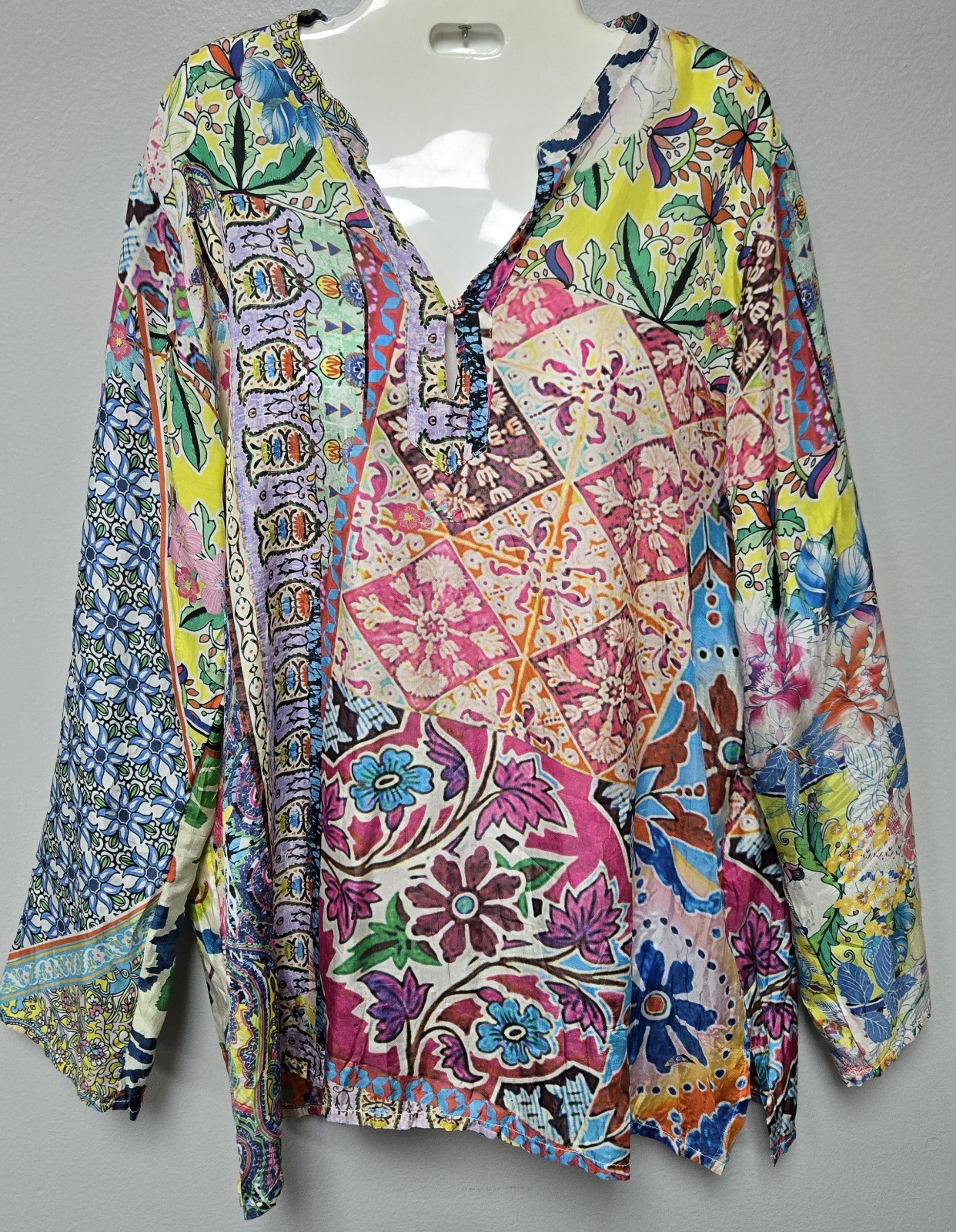 Johnny Was Multi Colored Patterned Silk Tunic Siz… - image 1
