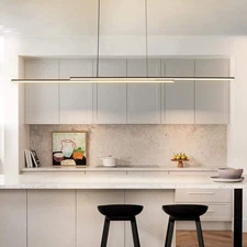 81" 2-Light Modern Linear Black Integrated LED 3000K Warm Light Pendant Light