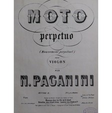 PAGANINI Niccolò Moto Perpetuo Op 11 Violino Pianoforte Ca1860