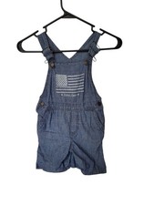 OshKosh B'gosh Boys 4T Chambray Shortalls Light Wash Vestback Adjustable Straps