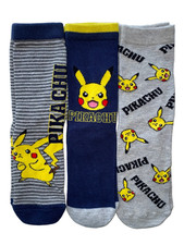 new 3prs boys Pokemon Pikachu ankle socks.UK 12.5-3.5/approx 6-8yrs.NO TAGS