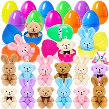 12 Pack Prefilled Easter Eggs with Stuffed Animal Toys for Kids, Filled Easte...