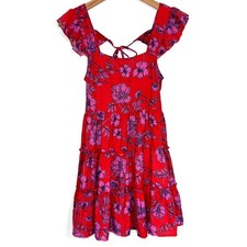Band of Gypsies BOG Collective Floral Flutter Sleeve Tiered Mini Dress Size S