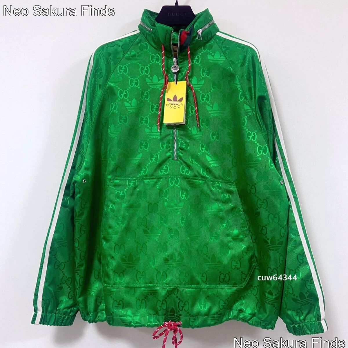 Giacca mezza zip Gucci x Adidas Monogram Trefoil Anorak uomo L XL nuova con etichette