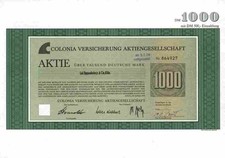 COLONIA Versicherung 1975 Köln Concordia AXA Sal. Oppenheim 1000 marek niemieckich