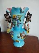 Grand vase céramique ancien barbotine vintage MONACO 1950 / 1960