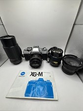 Minolta XG-M 35mm Film Camera Bundle w/ Lenses, Manual Case