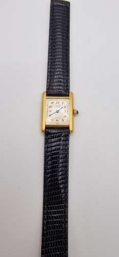 Must de Cartier Tank 18ct Gold on Silver Lady's Watch on Deployment Strap. - Picture 4 of 19