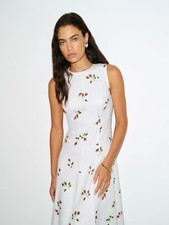 NEW Reformation Cecilia Linen Maxi Dress Floating Rose White Floral | US 4 UK 8