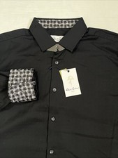 Robert Graham Shirt Mens Thomas Paisley Lustrous LS Flip Cuff Black Size L NWT