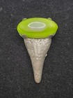 Vintage Lime Green Glass Moonglow Moonstone Dress Fur Clip Modernist Silver — photo 1