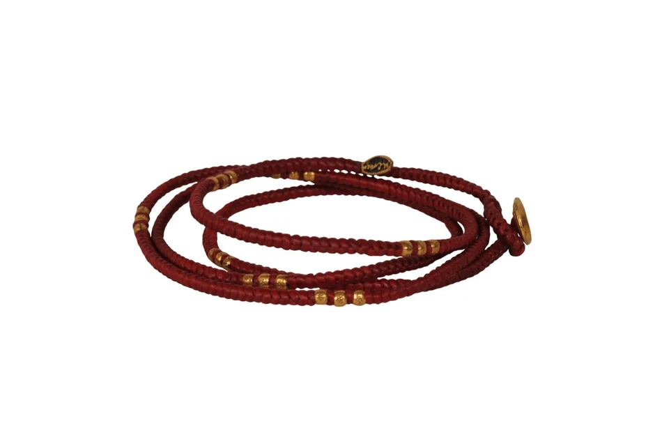 Pulsera envolvente convertible con cordón de cuentas M Cohen collar de oro rojo borgoña .925 Foto 4 de 4