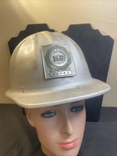 Vintage B.F. McDonald SLATTERY CONSTRUCTION Guard Aluminum Hard Hat w/ Badge