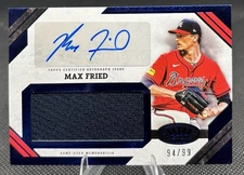 Max Fried 2025 Topps Tier One Blue Jumbo Relic Auto /99 Atlanta Braves