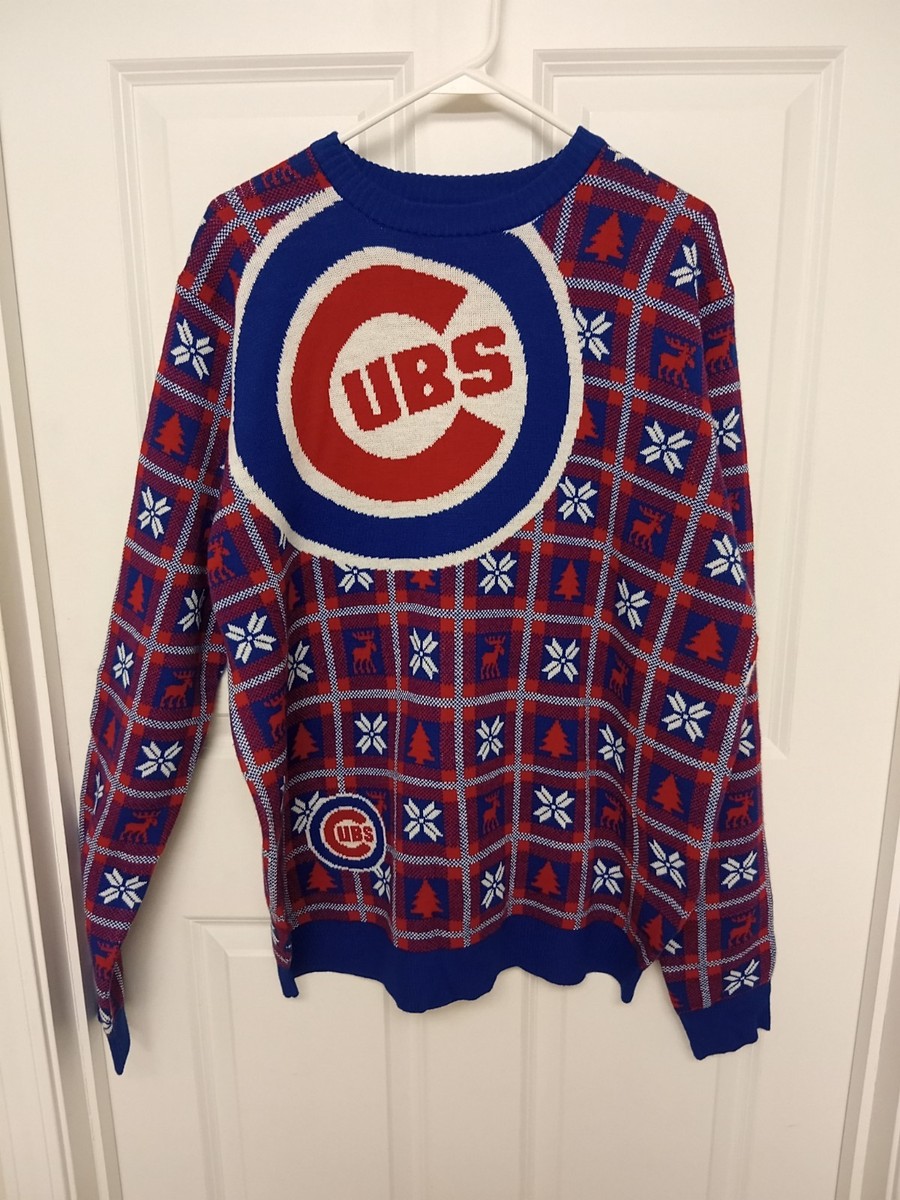 Chicago Cubs Winter Sweater Mens XL Holiday Ugly Tacky Christmas
