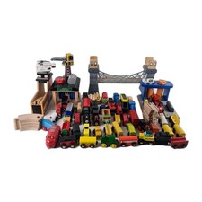 Lot Wooden Trains Tracks Bridges, Buildings Match With Thomas Friends T74