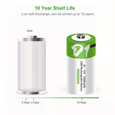 SMARTOOOLS D Cell Rechargeable Batteries 4pcs w/ Cable - 1.5V 8000mAh Lithium