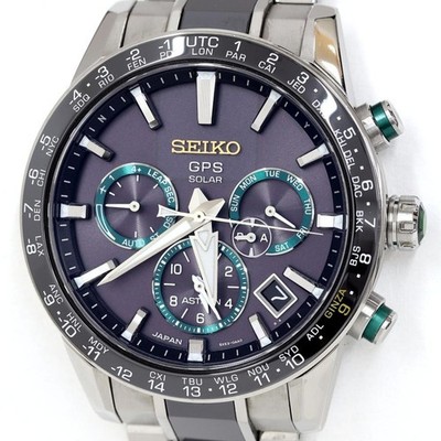 Seiko Astron Ginza SBXC025 5X53-0AM0 Solar GPS Schwarz Grün Titan Herrenuhr
