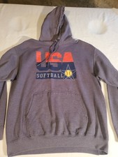 USA Softball Hoodie/Sweatshirt L/XL Blue Vintage