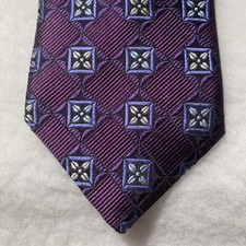 Nordstrom Silk USA Sewn Purple Lavender 60"X3.5" Luxurious Satin Weave AOP Tie