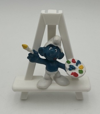 Artist Painter Smurf Made in West Germany by Bully Vtg 1970s-80s PVC Peyo Figure
