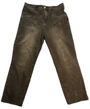 Nicole Miller Soho High Rise Slim Straight Raw Hem Black Jeans Size 12