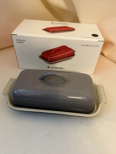 Le Creuset New Stoneware Ceramic Flint Grey Butter Dish With Lid RRP £42