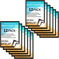12 Pieces 8 x 11.5 Inch Magnetic Sign Holder Magnetic Display Frame Self Adhe...