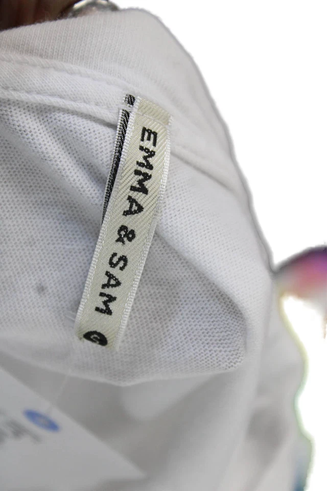 Emma & Sam Women Pullover Sweatshirt White Cotton Long Sleeve Size S - Image 4 of 4