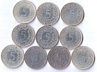 BRD 10 x 5 DM Heiermann Silberadler Silbermünze 70g Feinsilber