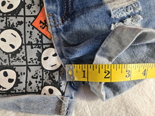 Kids Girls Boys Jean Shorts Size 4 CM 100 Jack Skellington Graphic Print - Picture 11 of 11