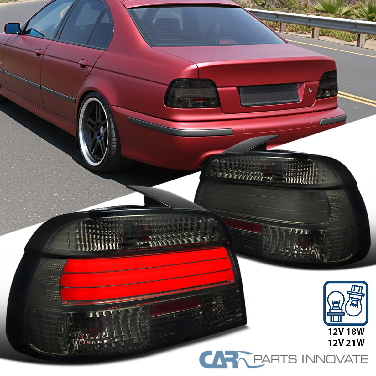Faros Antiniebla Para BMW E39 525i 530i 540i 2001-2003, Lentes Transparentes, Carcasa Negra, Bombillas H8 Incluidas