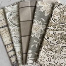 Bundle of Five 3/4 Yard Cuts of Home Decor Fabric in Neutrals