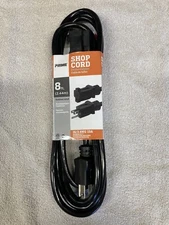  Indoor/Outdoor Extension Cord 16/3 8 ft Black 16/3 - 3 PRONG GROUNDED PLUG
