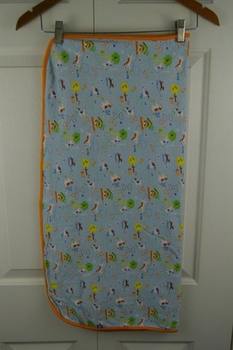 Zutano Puppy Dog Baby Blanket Blue Orange Doghouse Bone Fetch Sit Stay Security - Picture 3 of 8