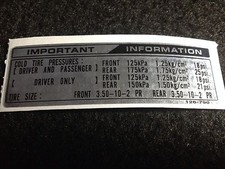 TIRE INFO DECAL ST50 ST70 HONDA DAX.