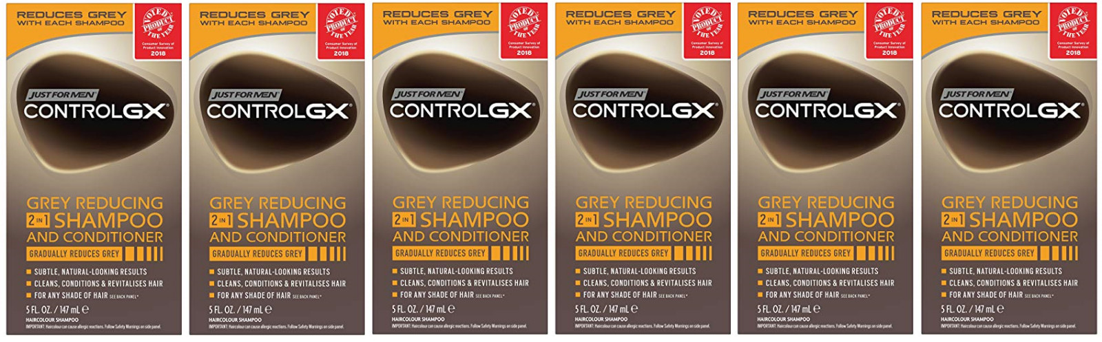 Just For Men Control GX 2 in 1 Shampoo and Conditioner, 5 Fluid Ounce (6 Pack)