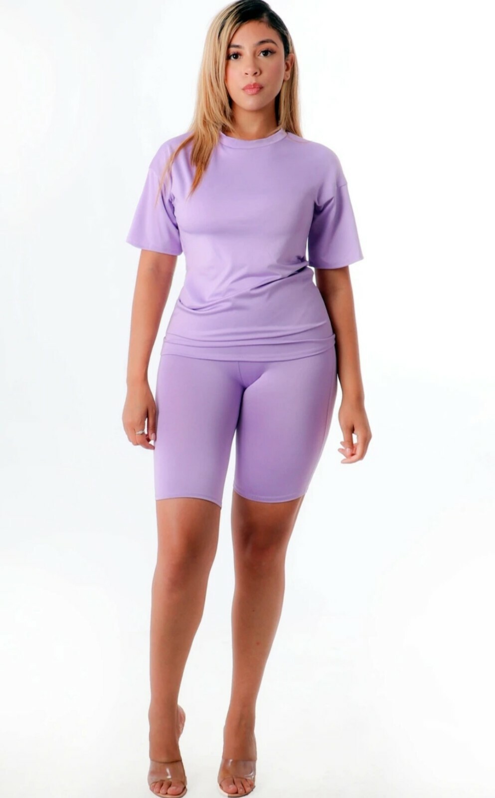 Lavender 2pc Biker Shorts Set-image