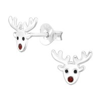 1 Paar Ohrringe Ohrstecker 925 Sterling Silber Rentierkopf Mit Kristall