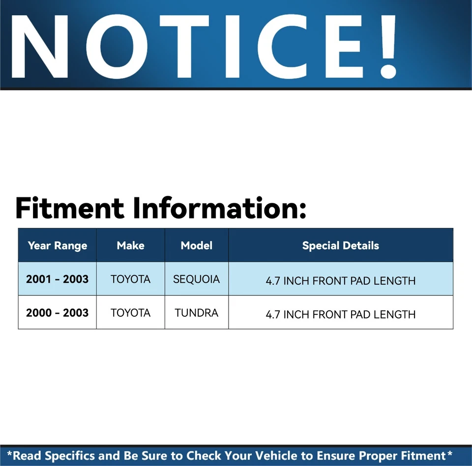 Rotores de freno delanteros perforados + pastillas de cerámica de 4,7" para camioneta Toyota Tundra 2000-2003 Foto 2 de 4
