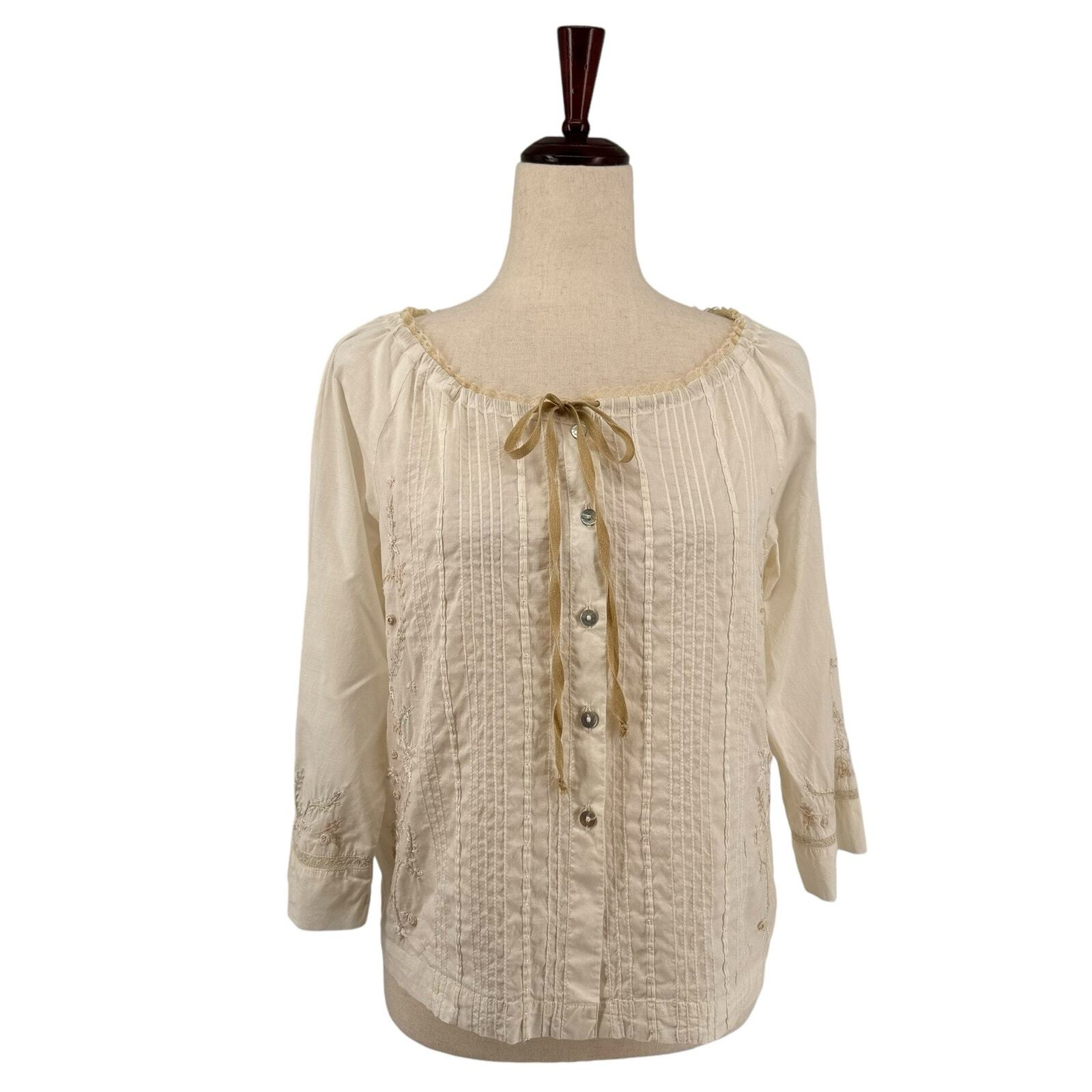 Contrepoint Embroidered Button Down M Vintage Dra… - image 1