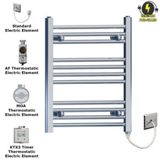 Small Electric Towel Radiator 600mm Chrome Height – Flat Designer Bathroom Rail
