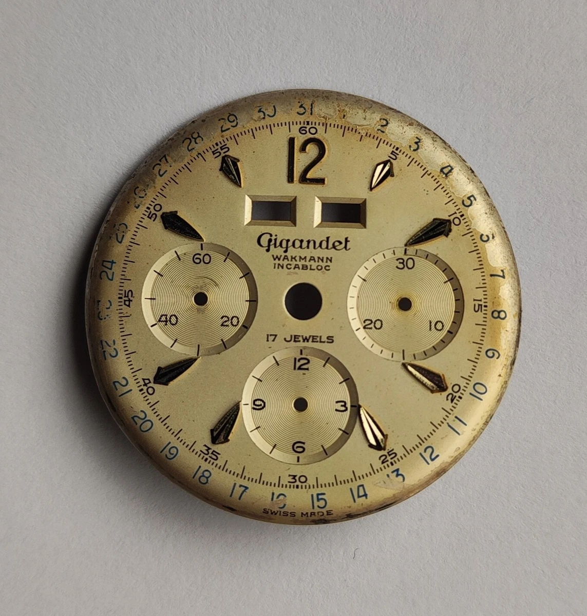 Gigandet valjoux 72c 723 triple date calendar chronograph dial eBay