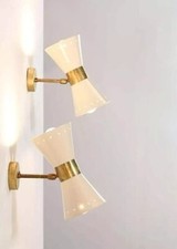 Stilnovo Style 2 Light Italian Wall Sconce - Handmade Brass Mid-Century Wall