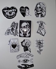 10Pc Waterproof Black White Gothic Stickers Free Shipping