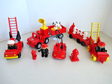 Lego Duplo Town Fire Truck Lot Trailer, Cargo, Ladders, Firemen Equipment Unique